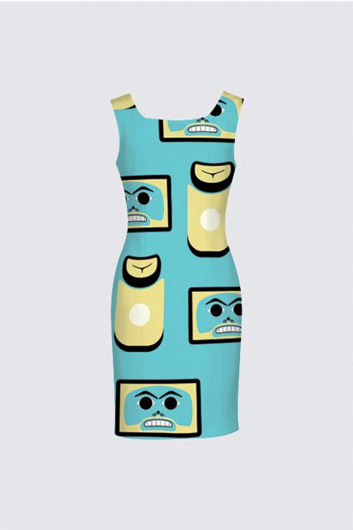 Chilkat Memories (Teal) Aunty Dress