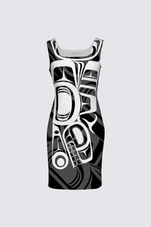 Diving Killerwhale (BnW) Aunty Dress