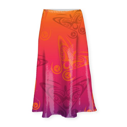 Butterflies (Sunrise) Long Satin Skirt