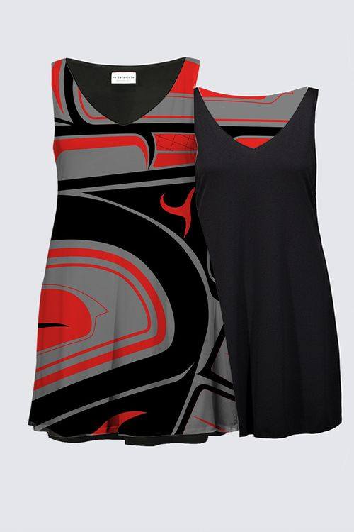 Abstract Traditional Plus Size Reversible to Black Xsi-yeen Dress
