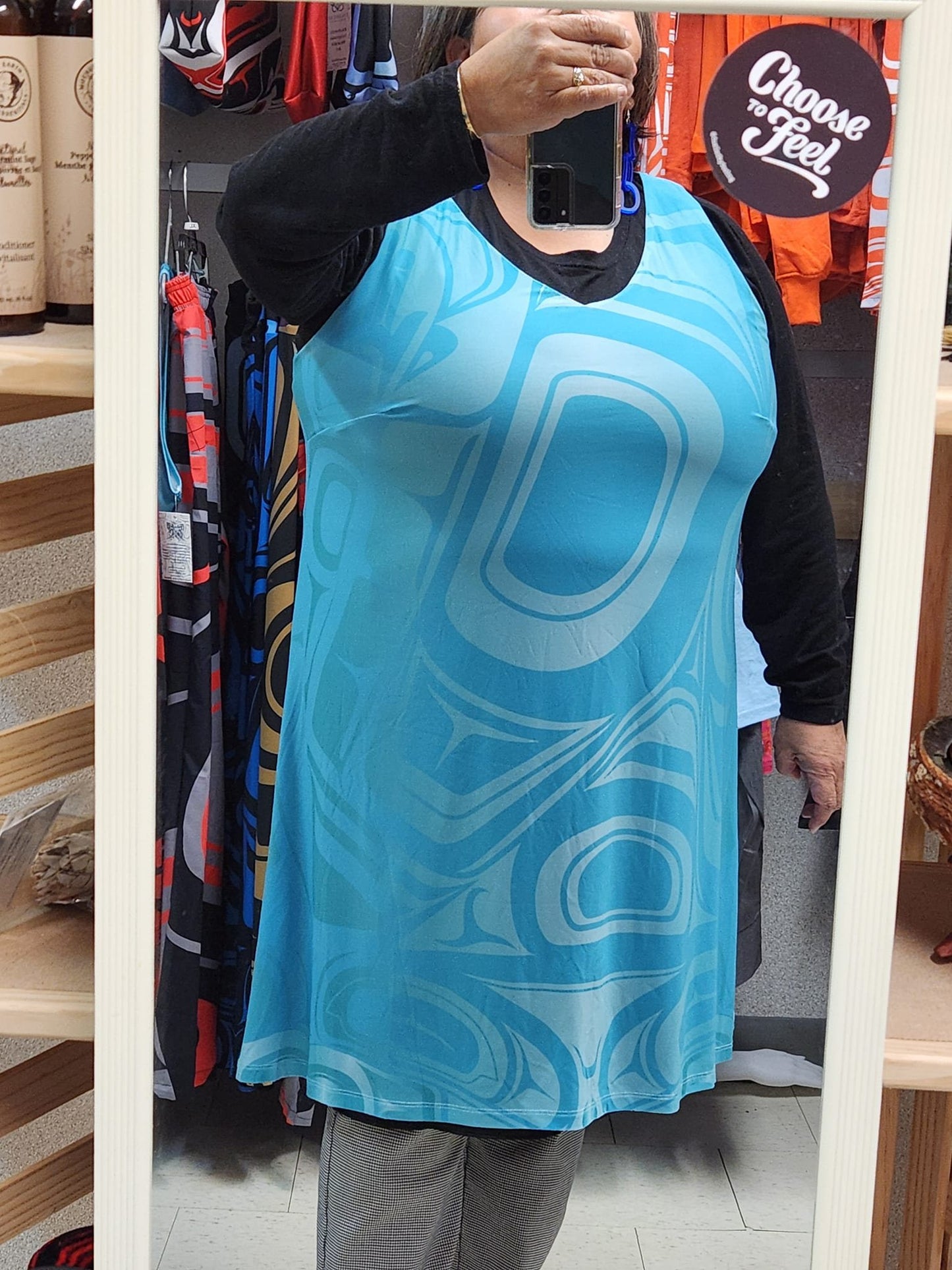 Knowing Teal Plus Size Reversible to Black Xsi-yeen Dress