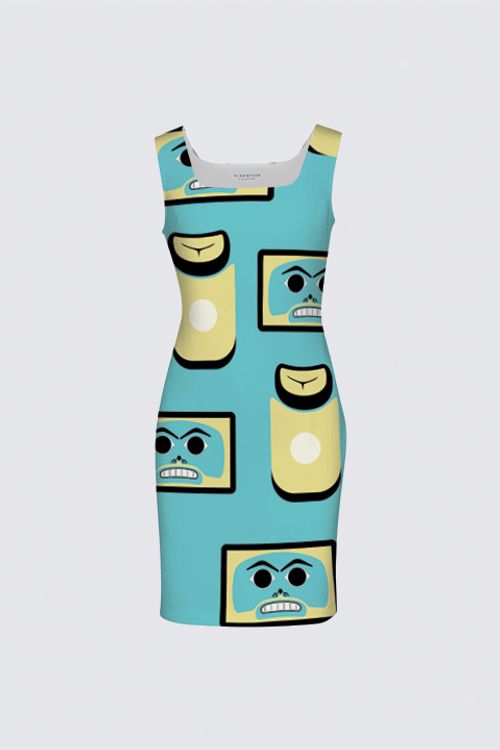 Chilkat Memories (Teal) Aunty Dress