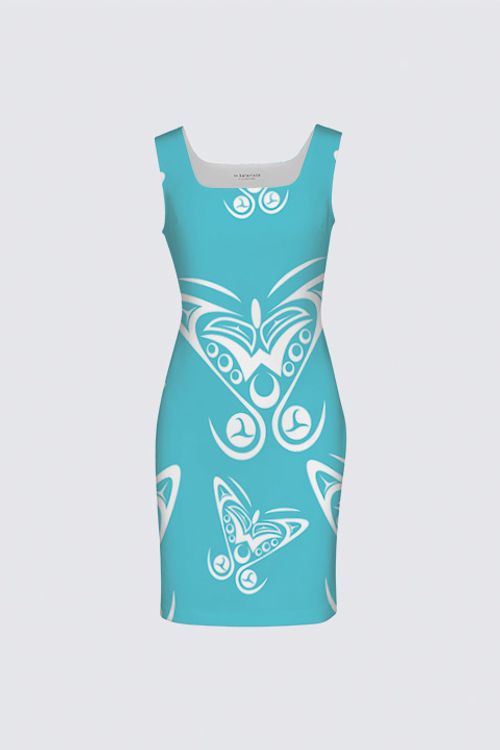 Butterfly (Teal) Aunty Dress