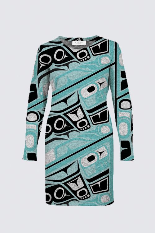 Killerwhale Teal Pattern Shar Dress 03A