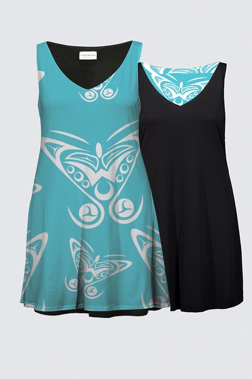 Butterflies Teal Plus Size Xsi-yeen Dress 2EA