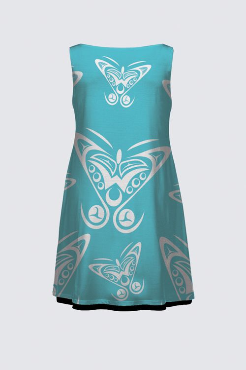 Butterflies Teal Plus Size Xsi-yeen Dress 2EA