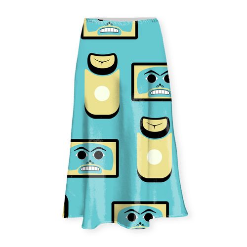 Chilkat Memories (Teal) Long Satin Skirt