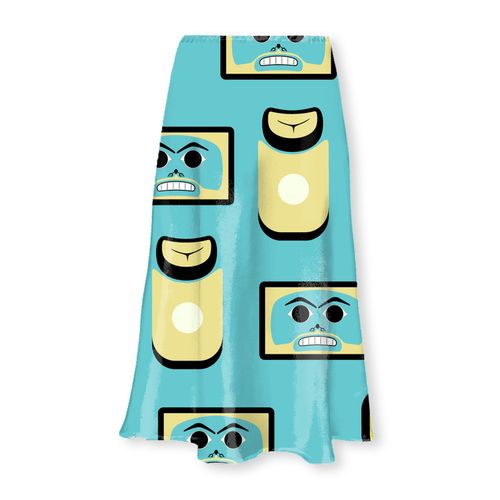 Chilkat Memories (Teal) Long Satin Skirt