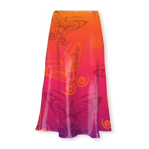 Butterflies (Sunrise) Long Satin Skirt